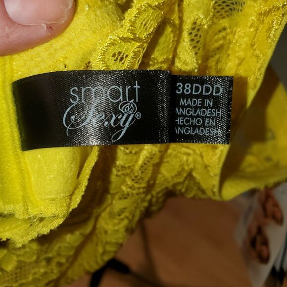 NWT 38DDD Yellow Lace Bra, New, Smart & Sexy, Underwire, 2 Hooks - Picture 11 of 11